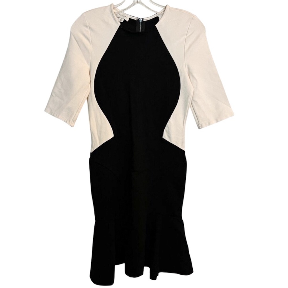 Witchery Black & White Paneled Bodycon Midi Dress Size 10